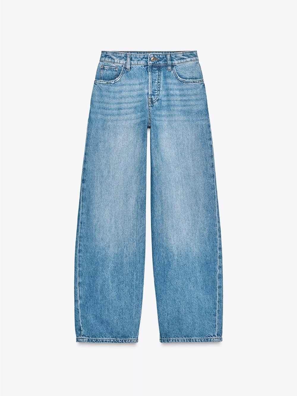 Zara High-Rise Wide Leg Jeans in Light Blue Denim